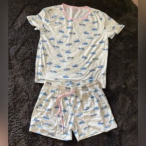 EUC SweetHoney Blue and Pink Boat Print Pajama Set size XL